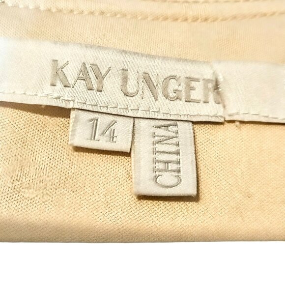 NWT Kay Unger New York A-line Metallic, Cap Sleeve Floral Cocktail Dress Size 14 - Picture 7 of 9